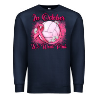 Navy in october we wear pink breast cancer valleybal Premium Sweatshirt - JahusDesignShop