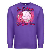 Purple in october we wear pink breast cancer valleybal Premium Sweatshirt - JahusDesignShop