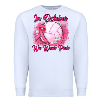 White in october we wear pink breast cancer valleybal Premium Sweatshirt - JahusDesignShop