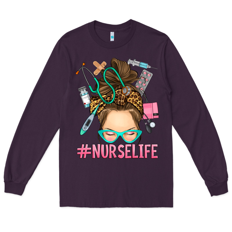 Messy Bun Nurse Life Long Sleeve Tee by RanaPortraitStore | Teevron