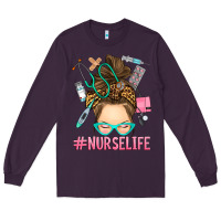 Plum messy bun nurse life Long Sleeve Tee - RanaPortraitStore