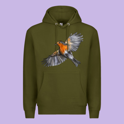 Flying American Robin Premium Hoodie Designed By Lillyallendesigns