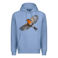 Colony Blue Flying American Robin Premium Hoodie - LillyAllenDesigns