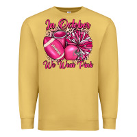 Antique Gold in october we wear pink cheer with football breast Premium Sweatshirt - JahusDesignShop