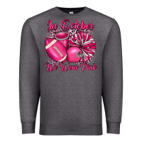 Charcoal Heather in october we wear pink cheer with football breast Premium Sweatshirt - JahusDesignShop