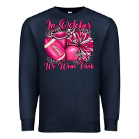 Navy in october we wear pink cheer with football breast Premium Sweatshirt - JahusDesignShop
