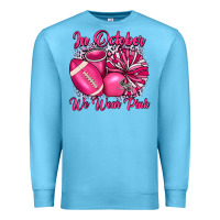 Ocean Blue in october we wear pink cheer with football breast Premium Sweatshirt - JahusDesignShop