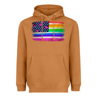 Meerkat american flag and lgbt flag  background Heavyweight Hoodie - HRA Design Shop