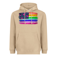 Mushroom american flag and lgbt flag  background Heavyweight Hoodie - HRA Design Shop
