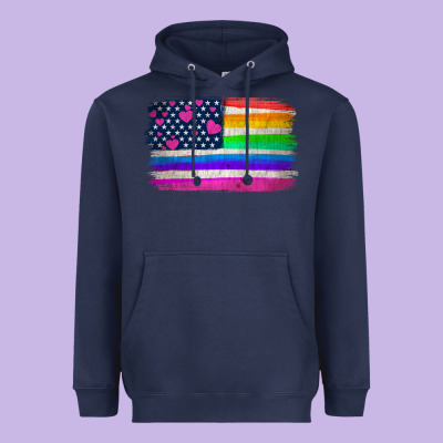 American Flag And Lgbt Flag  Background Heavyweight Hoodie Designed By Hra Design Shop
