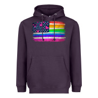 Plum american flag and lgbt flag  background Heavyweight Hoodie - HRA Design Shop