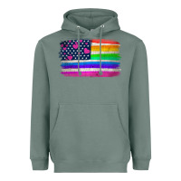 Sage american flag and lgbt flag  background Heavyweight Hoodie - HRA Design Shop