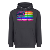 Smoke american flag and lgbt flag  background Heavyweight Hoodie - HRA Design Shop