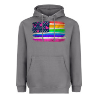 Storm american flag and lgbt flag  background Heavyweight Hoodie - HRA Design Shop