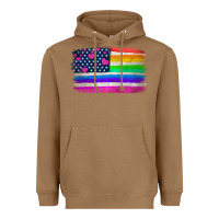 Toasted Coconut american flag and lgbt flag  background Heavyweight Hoodie - HRA Design Shop