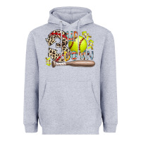Heather Grey three up down softball Heavyweight Hoodie - RacoonDesign