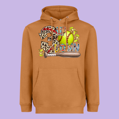 Three Up Down Softball Heavyweight Hoodie Designed By Racoondesign