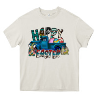 Cream Happy Easter  truck Heavy Core Tee - CowhideDigitalArt