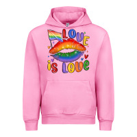 Fuchsia Pink love is love lips Urban Hoodie - MaliasSmallBusiness