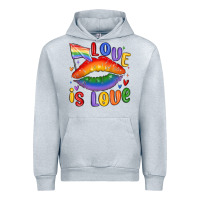Heather Grey love is love lips Urban Hoodie - MaliasSmallBusiness