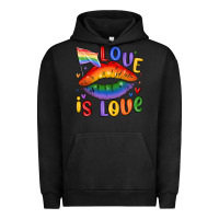 Pigment Black love is love lips Urban Hoodie - MaliasSmallBusiness
