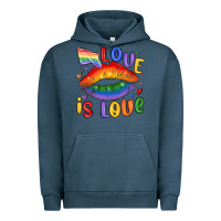 Pigment Midnight Navy love is love lips Urban Hoodie - MaliasSmallBusiness