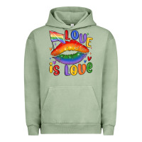 Pigment Oil Green love is love lips Urban Hoodie - MaliasSmallBusiness