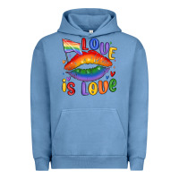 Pigment Pebble Blue love is love lips Urban Hoodie - MaliasSmallBusiness