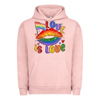 Pigment Salmon love is love lips Urban Hoodie - MaliasSmallBusiness