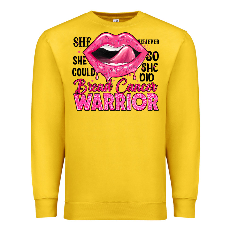 Breast Cancer Warrior Lips Premium Sweatshirt by JahusDesignShop | Teevron