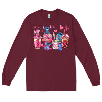 Burgundy breast cancer stitch coffee cups Long Sleeve Tee - AdoDesignShop