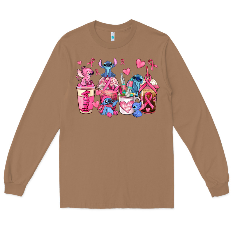 Breast Cancer Stitch Coffee Cups Long Sleeve Tee by AdoDesignShop | Teevron