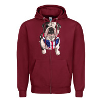 Burgundy english bulldog Zipper Hoodie - RanaPortraitStore