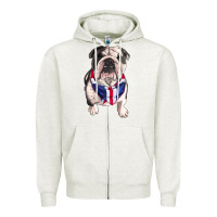 Oatmeal Heather english bulldog Zipper Hoodie - RanaPortraitStore