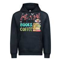 Navy just a girl who loves books and coffee Urban Hoodie - MaliasSmallBusiness