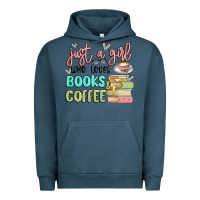 Pigment Midnight Navy just a girl who loves books and coffee Urban Hoodie - MaliasSmallBusiness