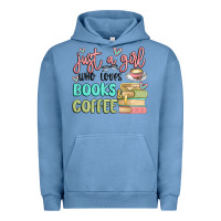 Pigment Pebble Blue just a girl who loves books and coffee Urban Hoodie - MaliasSmallBusiness