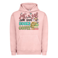 Pigment Salmon just a girl who loves books and coffee Urban Hoodie - MaliasSmallBusiness