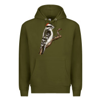 Army Green Downy Woodpecker Premium Hoodie - LillyAllenDesigns