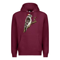 Burgundy Downy Woodpecker Premium Hoodie - LillyAllenDesigns