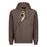 Coffee Downy Woodpecker Premium Hoodie - LillyAllenDesigns