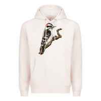 Pale Pink Downy Woodpecker Premium Hoodie - LillyAllenDesigns