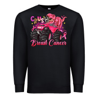Black crush breast cancer monster truck with dinosaur Premium Sweatshirt - JahusDesignShop