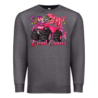 Charcoal Heather crush breast cancer monster truck with dinosaur Premium Sweatshirt - JahusDesignShop