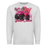 Dove Grey crush breast cancer monster truck with dinosaur Premium Sweatshirt - JahusDesignShop