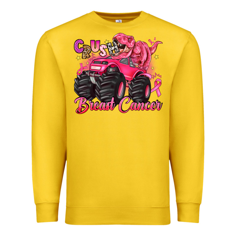 Crush Breast Cancer Monster Truck With Dinosaur Premium Sweatshirt by JahusDesignShop | Teevron