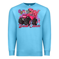 Ocean Blue crush breast cancer monster truck with dinosaur Premium Sweatshirt - JahusDesignShop