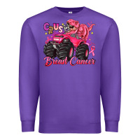 Purple crush breast cancer monster truck with dinosaur Premium Sweatshirt - JahusDesignShop
