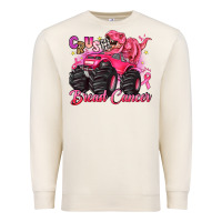 Sandshell crush breast cancer monster truck with dinosaur Premium Sweatshirt - JahusDesignShop