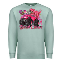 Seafoam crush breast cancer monster truck with dinosaur Premium Sweatshirt - JahusDesignShop
